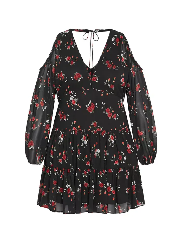 Платье Maria Print Plus Size CITY CHIC — изображение 3 из 3, черный
