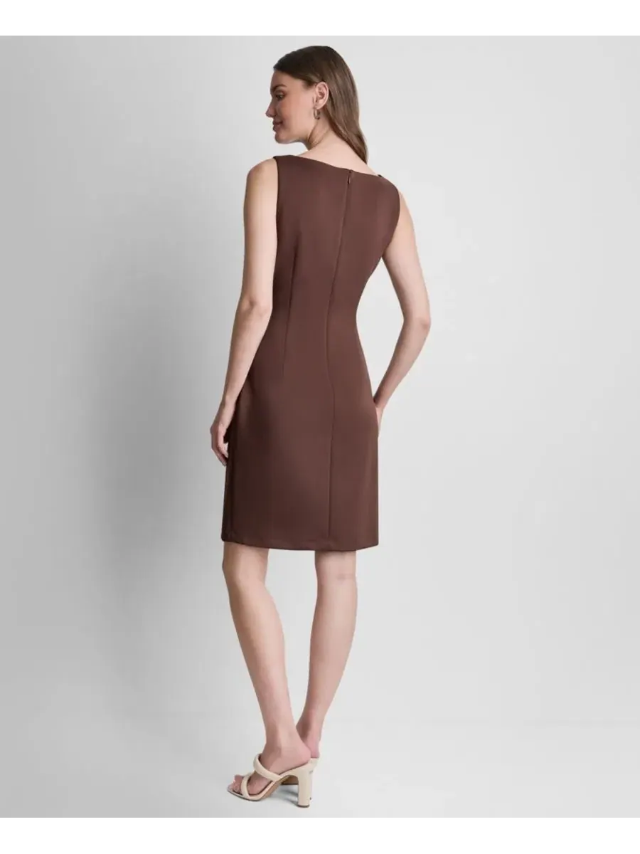 Платье-футляр без рукавов с драпировкой DKNY — изображение 5 из 6, ява