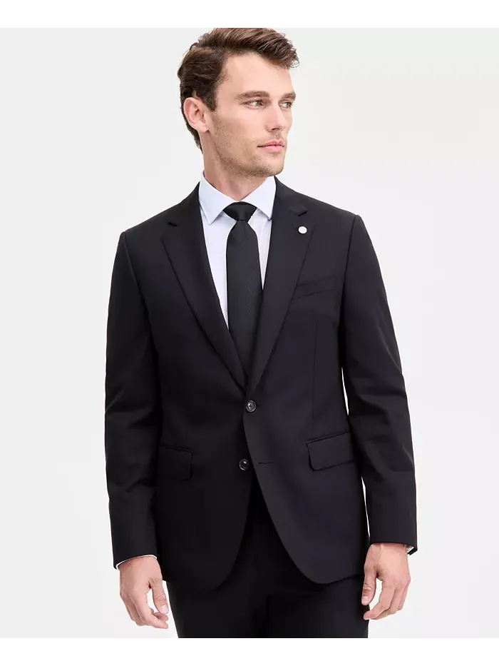 Мужской современный однотонный черный костюм из шерстяной смеси Ted by Ted Baker