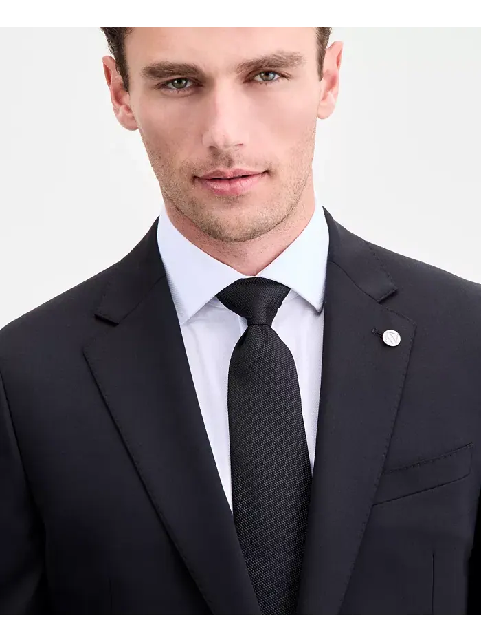 Мужской современный однотонный черный костюм из шерстяной смеси Ted by Ted Baker — изображение 3 из 7