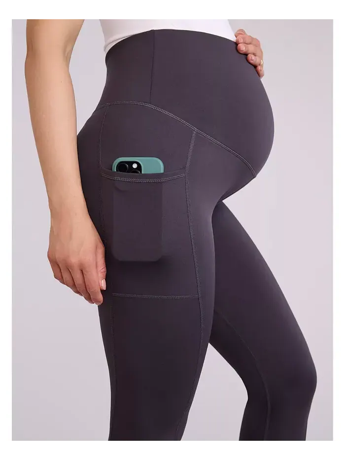 Женские леггинсы для беременных Active Maternity с боковыми карманами и открытыми плечами — изображение 3 из 4, черный