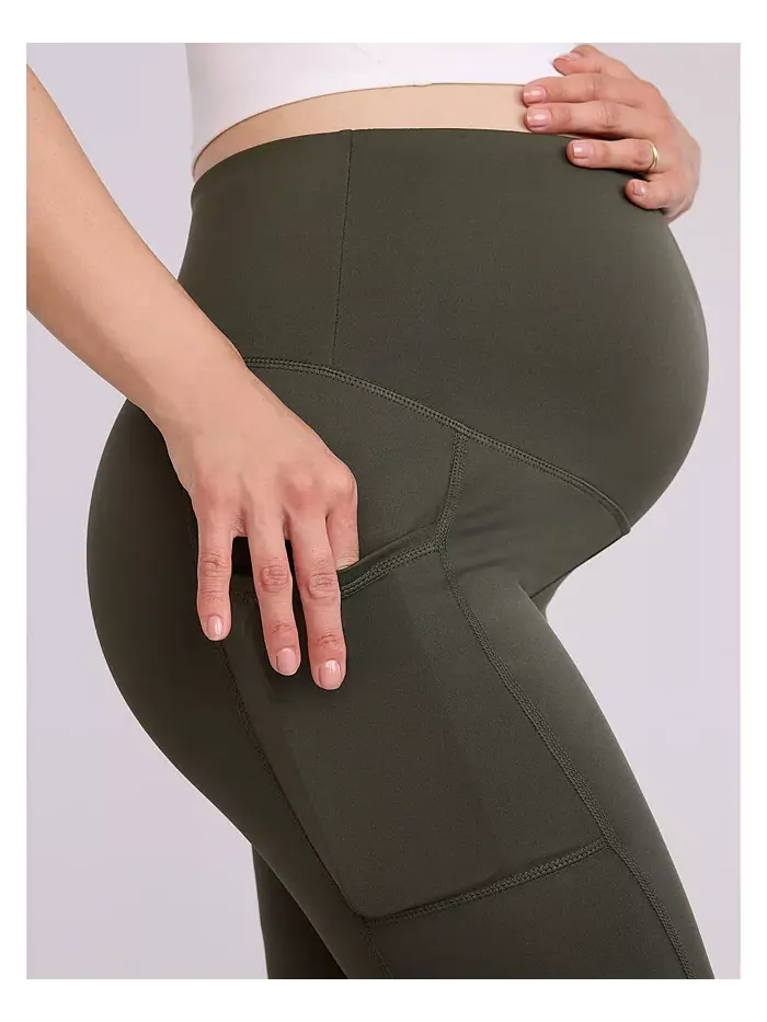 Женские леггинсы для беременных Active Maternity с боковыми карманами и открытыми плечами — изображение 3 из 4