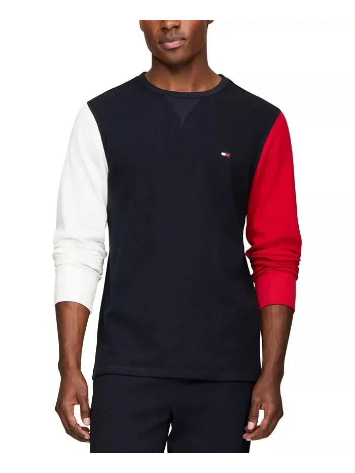 Мужская термостойкая пижамная рубашка с логотипом и длинными рукавами Tommy Hilfiger — изображение 1 из 4, мульти