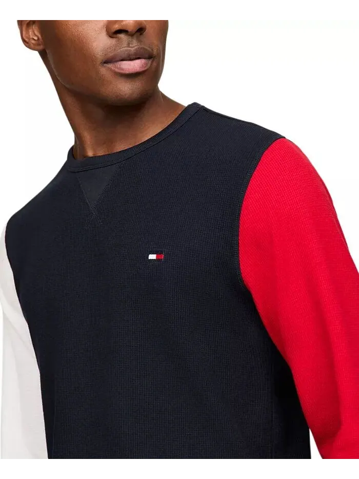Мужская термостойкая пижамная рубашка с логотипом и длинными рукавами Tommy Hilfiger — изображение 3 из 4, мульти