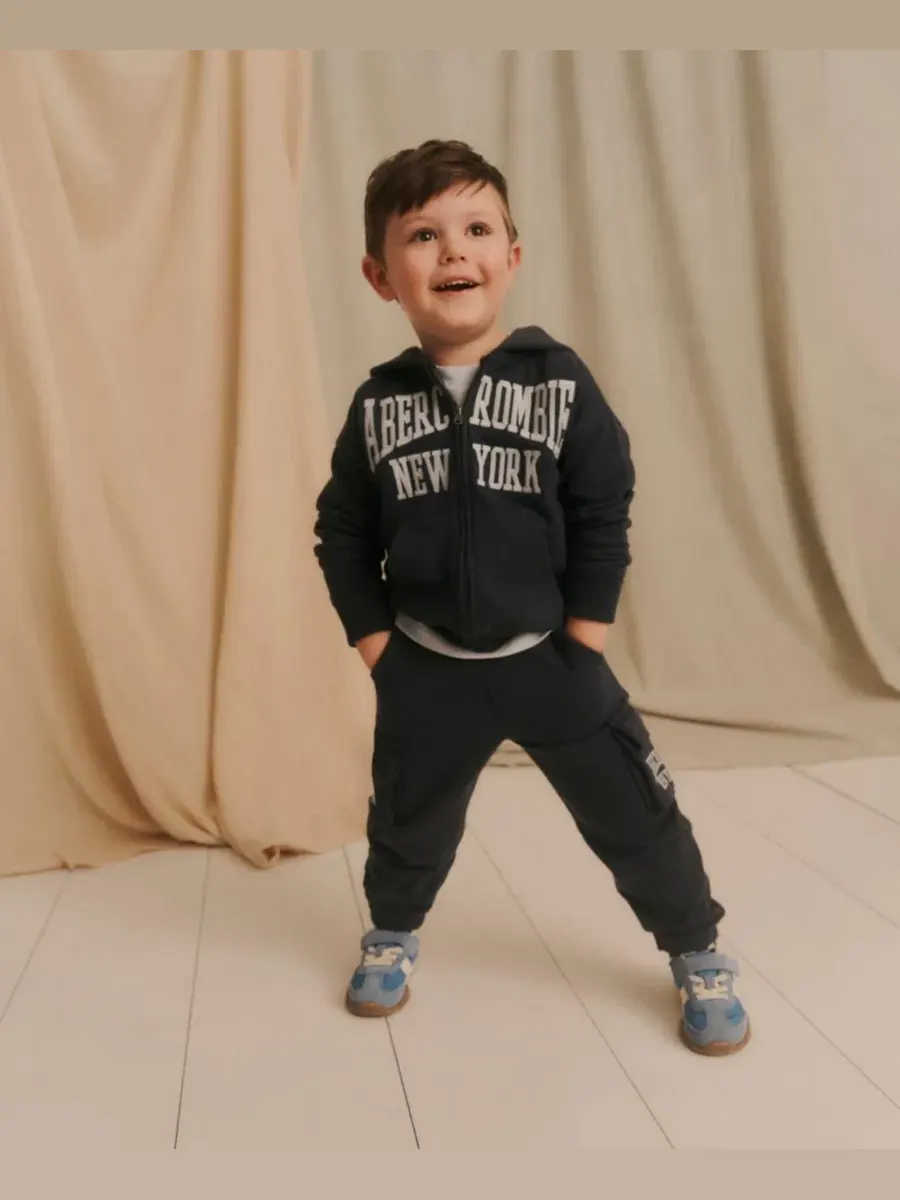 Детский комплект из худи на молнии и карго-брюк Abercrombie Kids — изображение 6 из 10, синий
