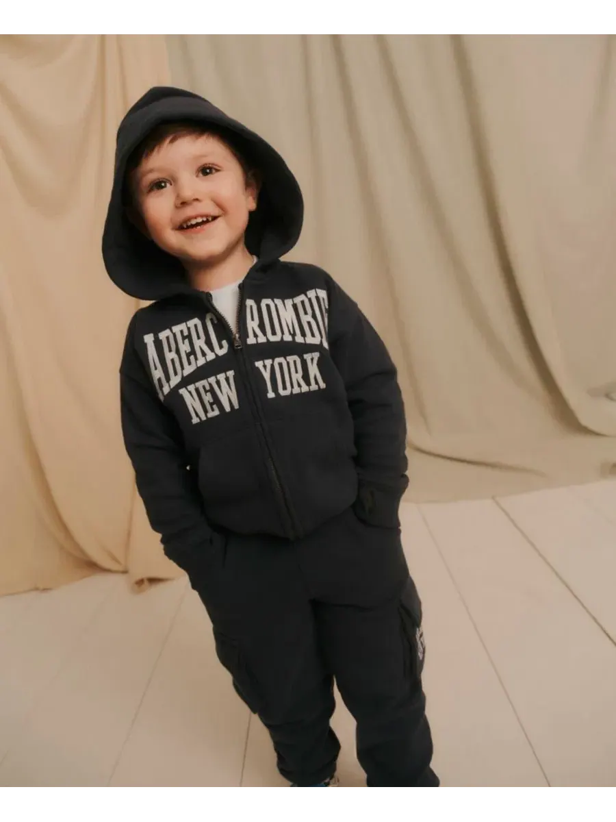 Детский комплект из худи на молнии и карго-брюк Abercrombie Kids — изображение 7 из 10, синий