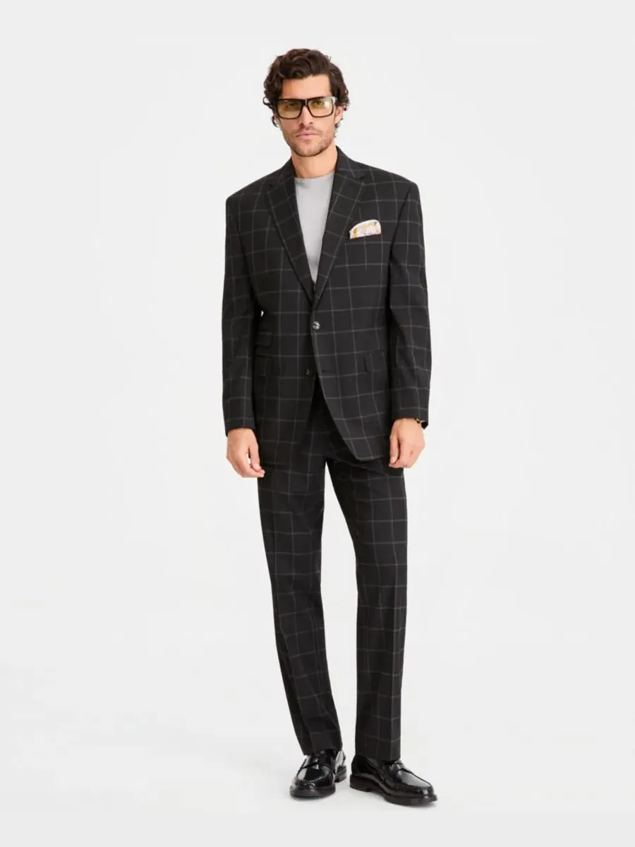 Костюм классический с окном в клетку Tayion Collection — изображение 2 из 5, черный