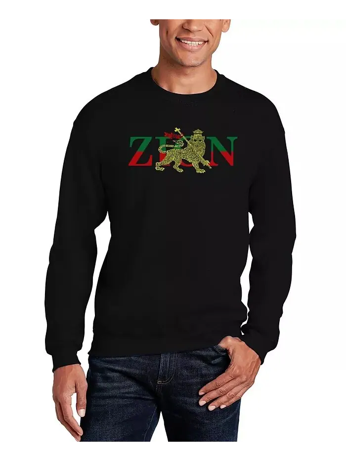 Мужская толстовка Zion - One Love Word Art с круглым вырезом LA Pop Art — изображение 1 из 2, черный