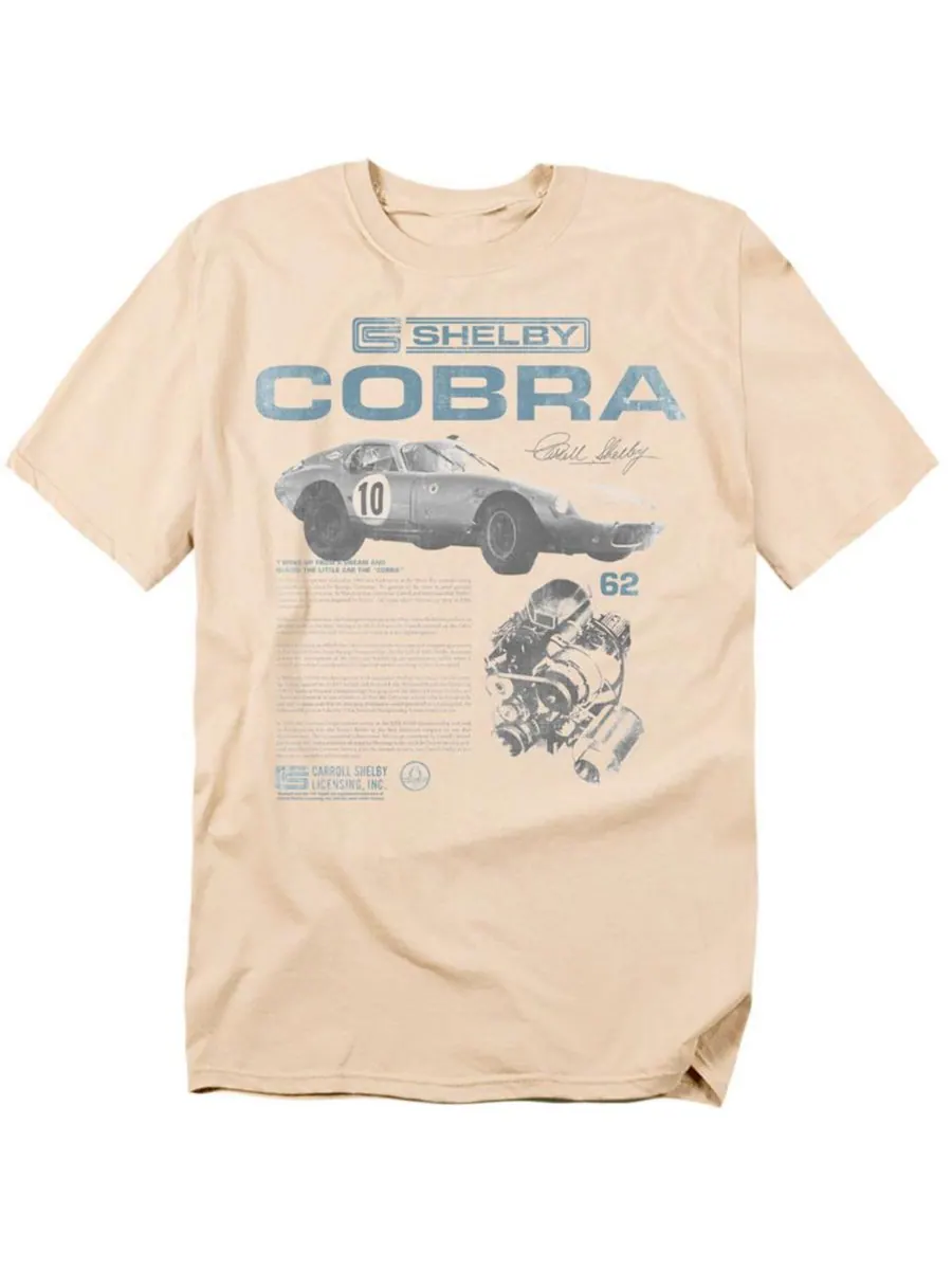Мужская футболка с инфографикой о гонках Shelby Cobra — изображение 1 из 3, бежевый