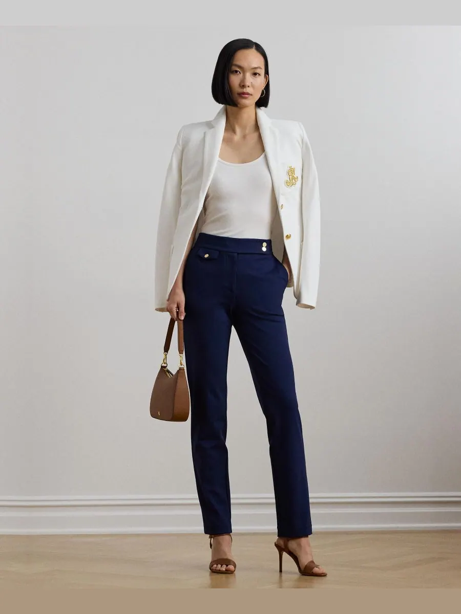Женские укороченные брюки из ткани понте, размеры P/XS - 3X Lauren Ralph Lauren — изображение 1 из 6, темно-синий