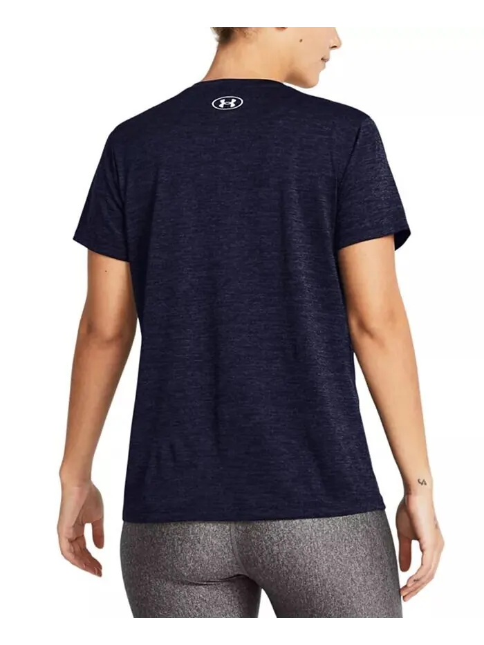 Женский топ Twist Tech с V-образным вырезом и короткими рукавами Under Armour — изображение 2 из 2, темно-синий