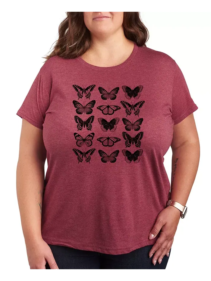 Футболка с принтом Butterfly Grid Plus Size Hybrid Apparel — изображение 1 из 3, красный