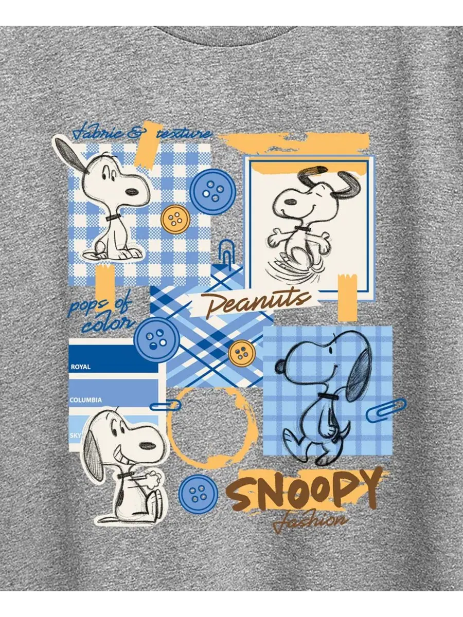 Футболка с принтом Peanuts Snoopy Fashion Sketchbook Hybrid Apparel — изображение 3 из 3, серый
