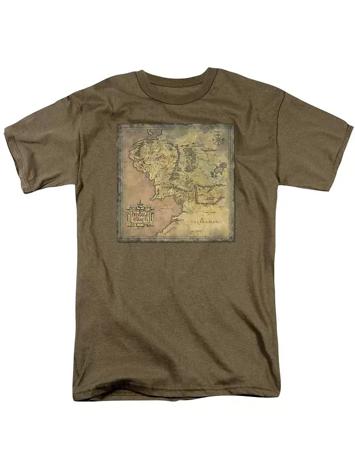 Мужская футболка The Middle Earth Map Lord Of The Rings — изображение 1 из 1, зеленый