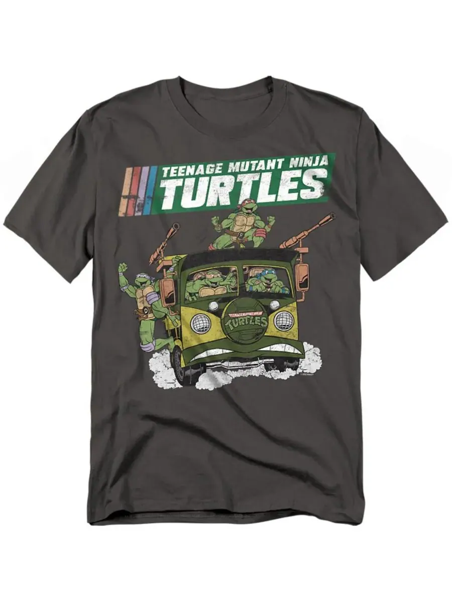 Мужская футболка с изображением фургона TMNT Teenage Mutant Ninja Turtles — изображение 1 из 3, темно-серый