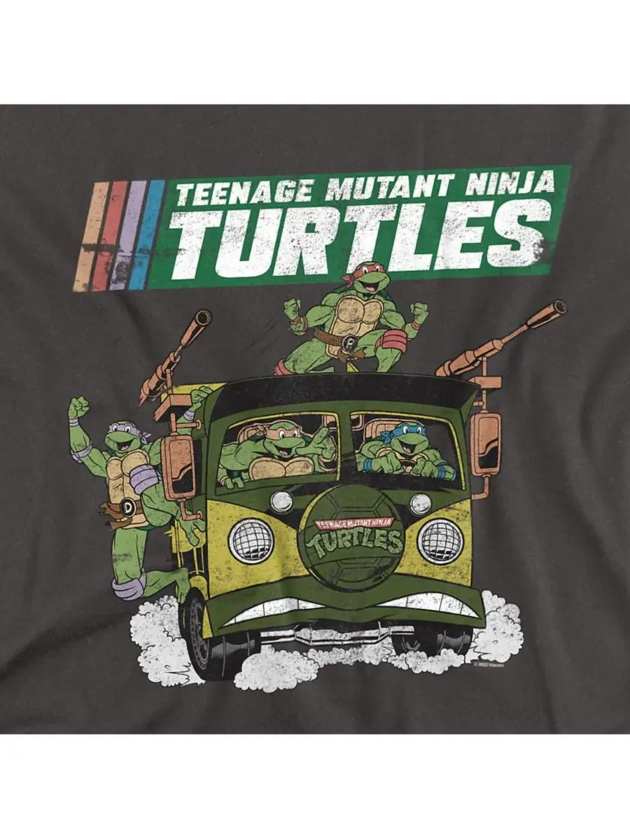 Мужская футболка с изображением фургона TMNT Teenage Mutant Ninja Turtles — изображение 2 из 3, темно-серый