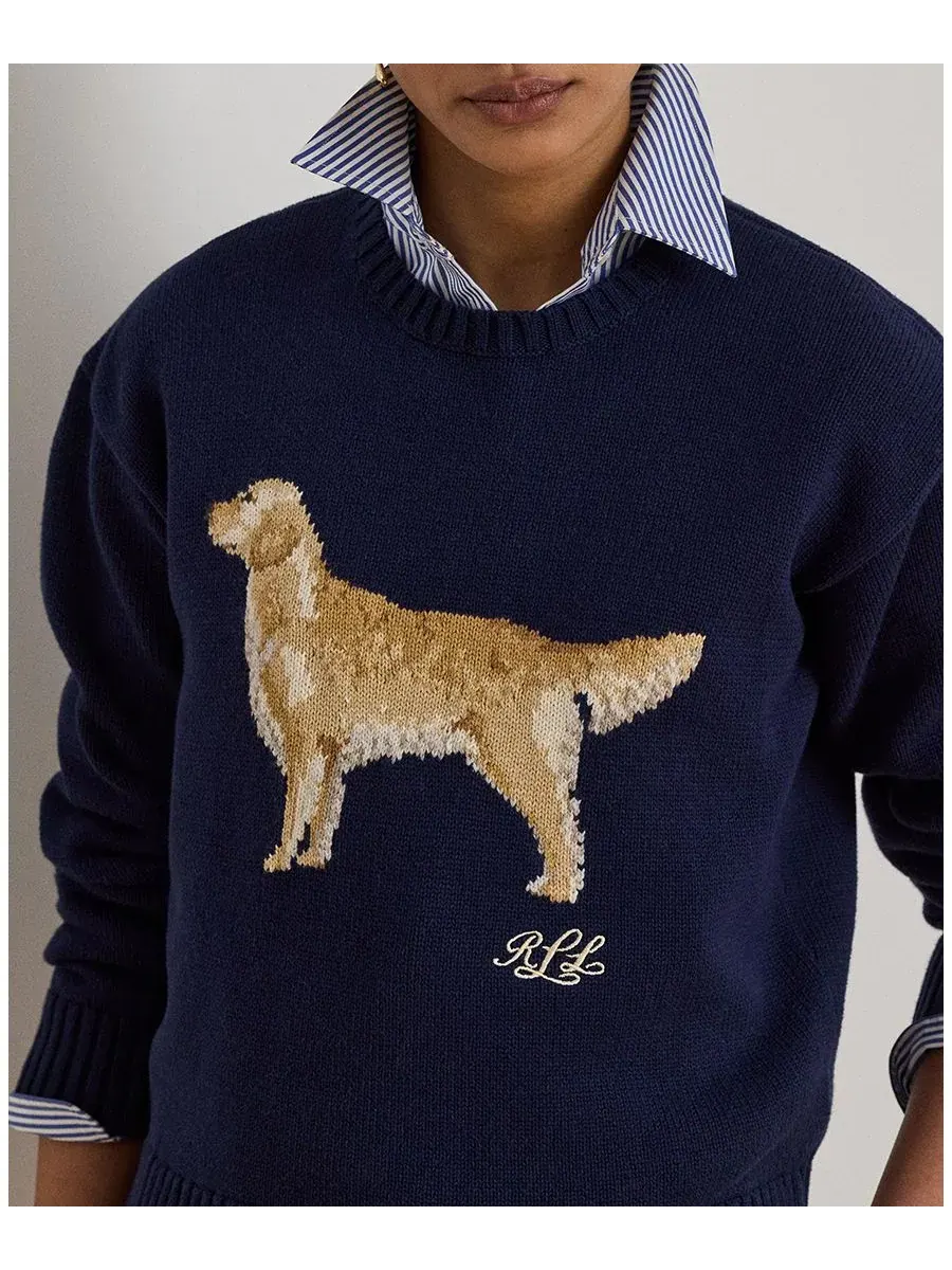 Женский хлопковый свитер для собак Lauren Ralph Lauren — изображение 5 из 6, темно-синий мульти