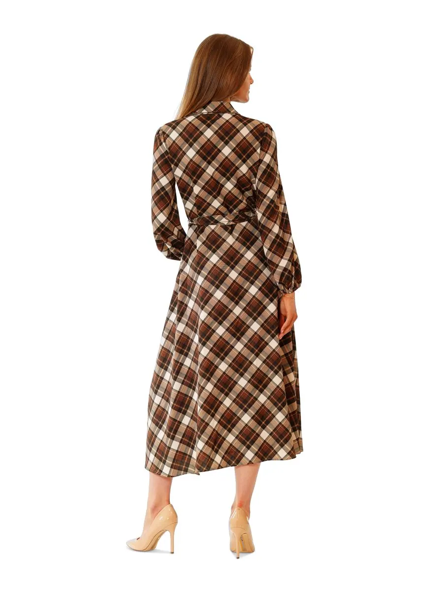 Женское клетчатое платье-рубашка с длинными рукавами julia jordan — изображение 3 из 3, коричневый мульти