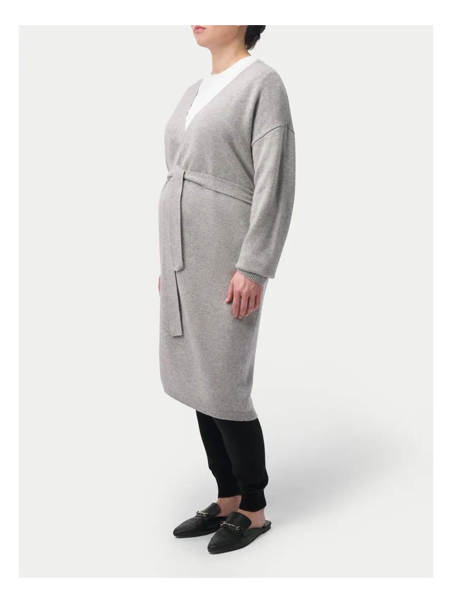Длинный кашемировый халат для беременных Gobi Cashmere — изображение 3 из 7, серый-серый