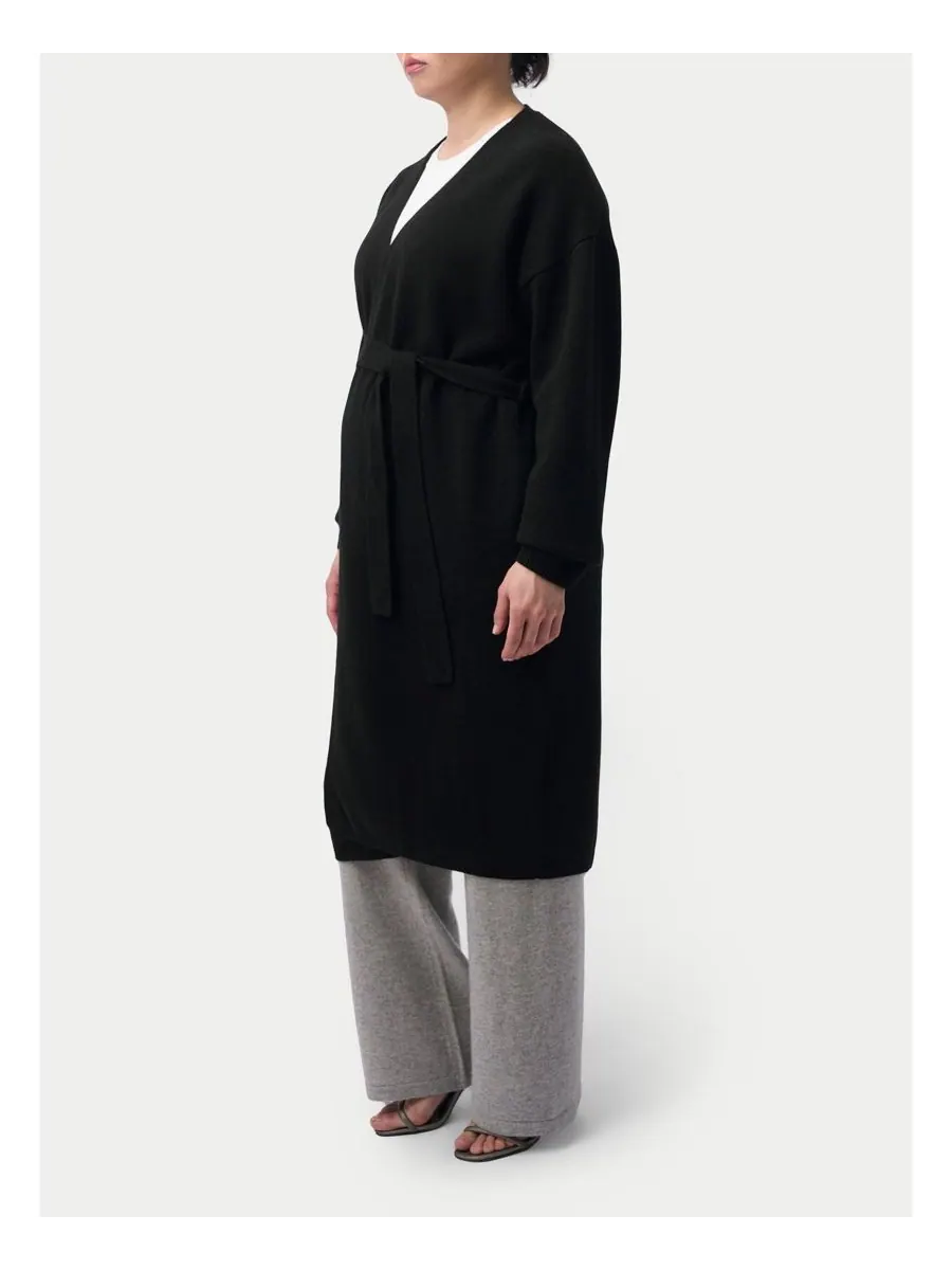 Длинный кашемировый халат для беременных Gobi Cashmere — изображение 3 из 7, черный-синий графитовый