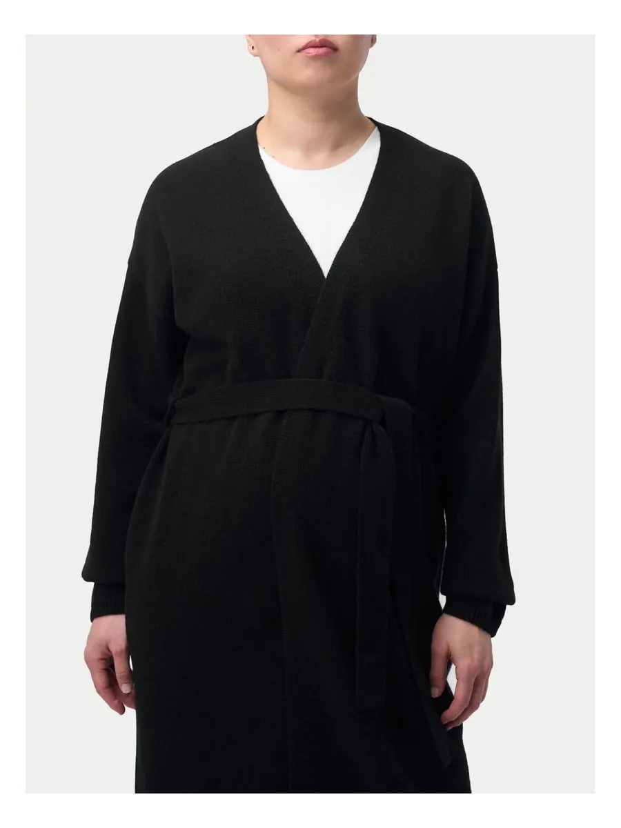 Длинный кашемировый халат для беременных Gobi Cashmere — изображение 5 из 7, черный-синий графитовый