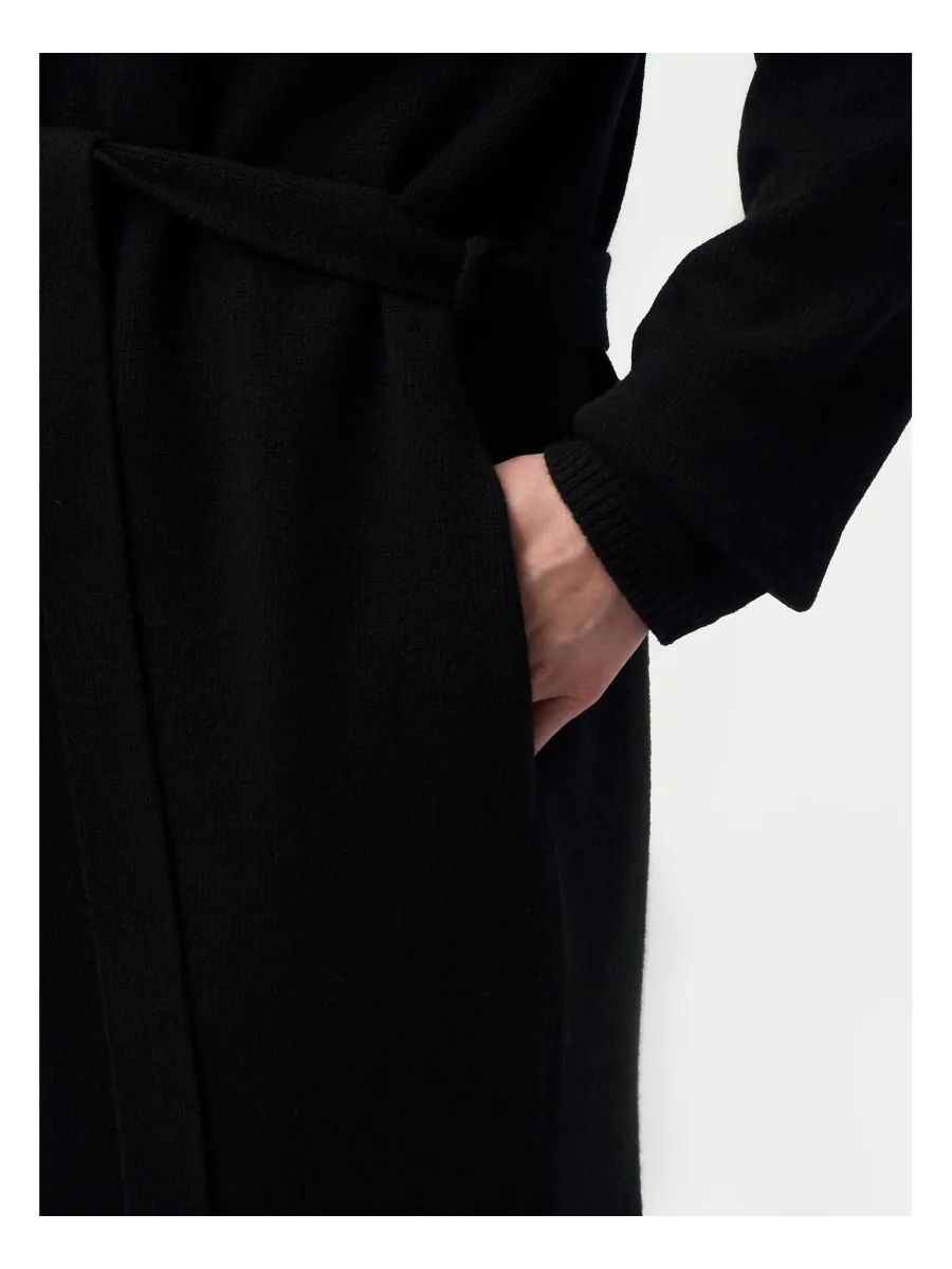 Длинный кашемировый халат для беременных Gobi Cashmere — изображение 6 из 7, черный-синий графитовый