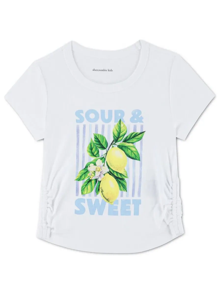 Детская футболка с коротким рукавом для девочек 2T-5T Abercrombie Kids — изображение 1 из 3, яркий белый