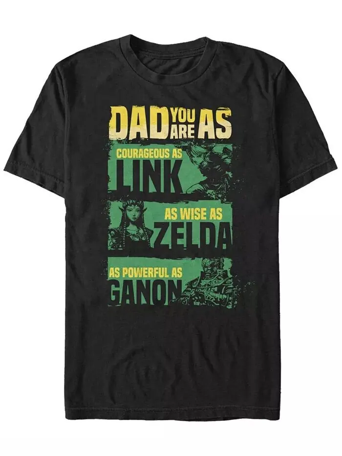 Футболка с коротким рукавом Nintendo для мужчин Legend of Zelda Dad Strengths Fifth Sun — изображение 1 из 1, черный