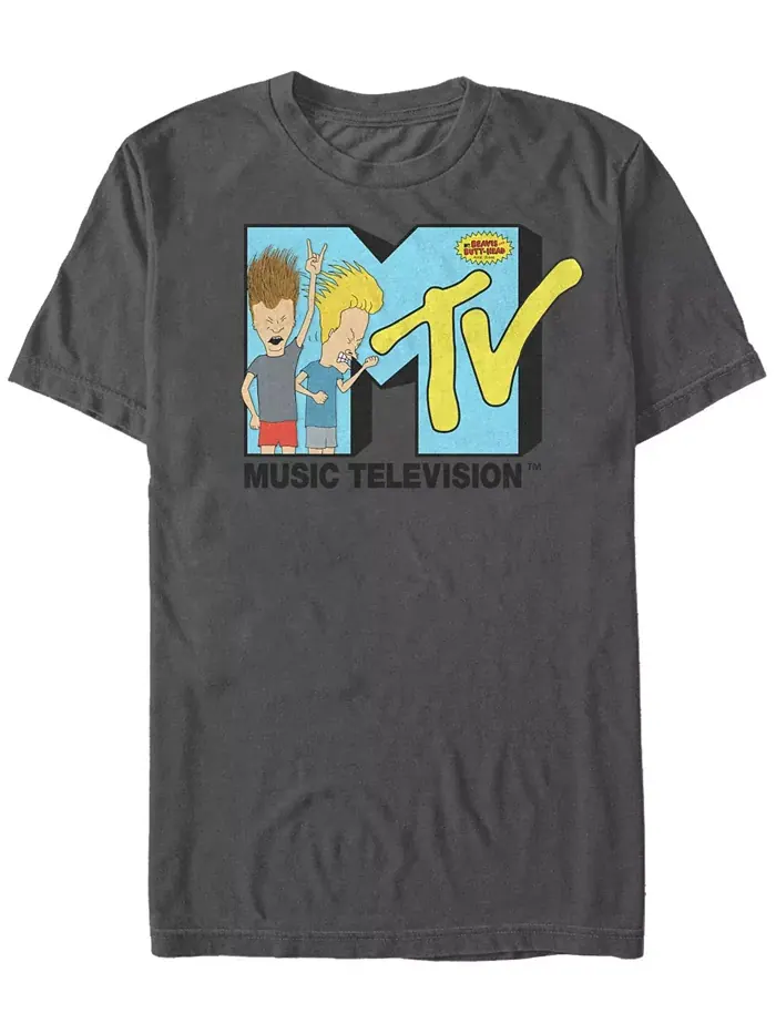 Футболка с коротким рукавом MTV для мужчин с логотипом Beavis and Butthead Head Bangers Fifth Sun — изображение 1 из 1
