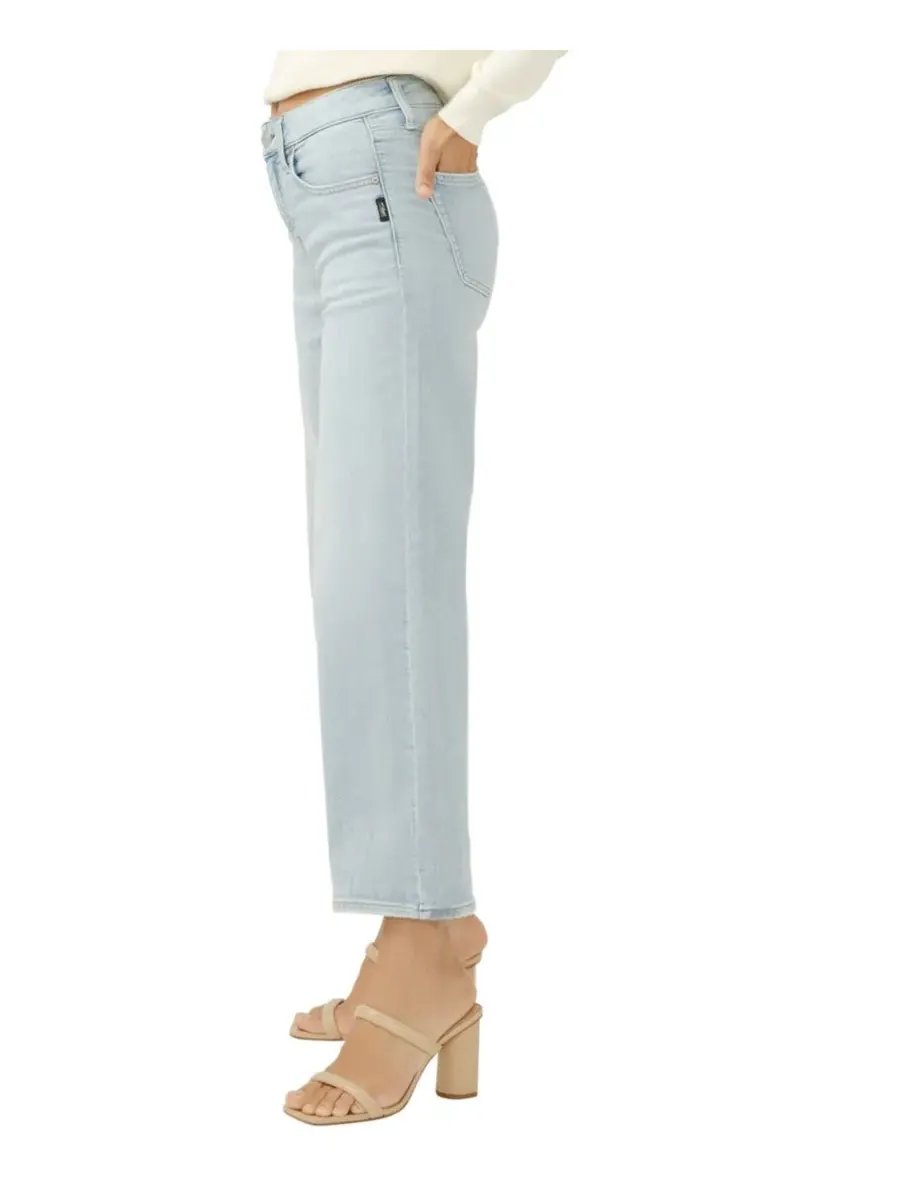 Женские укороченные джинсы Avery с высокой посадкой и широкими штанинами Silver Jeans Co. — изображение 2 из 4, зеленый