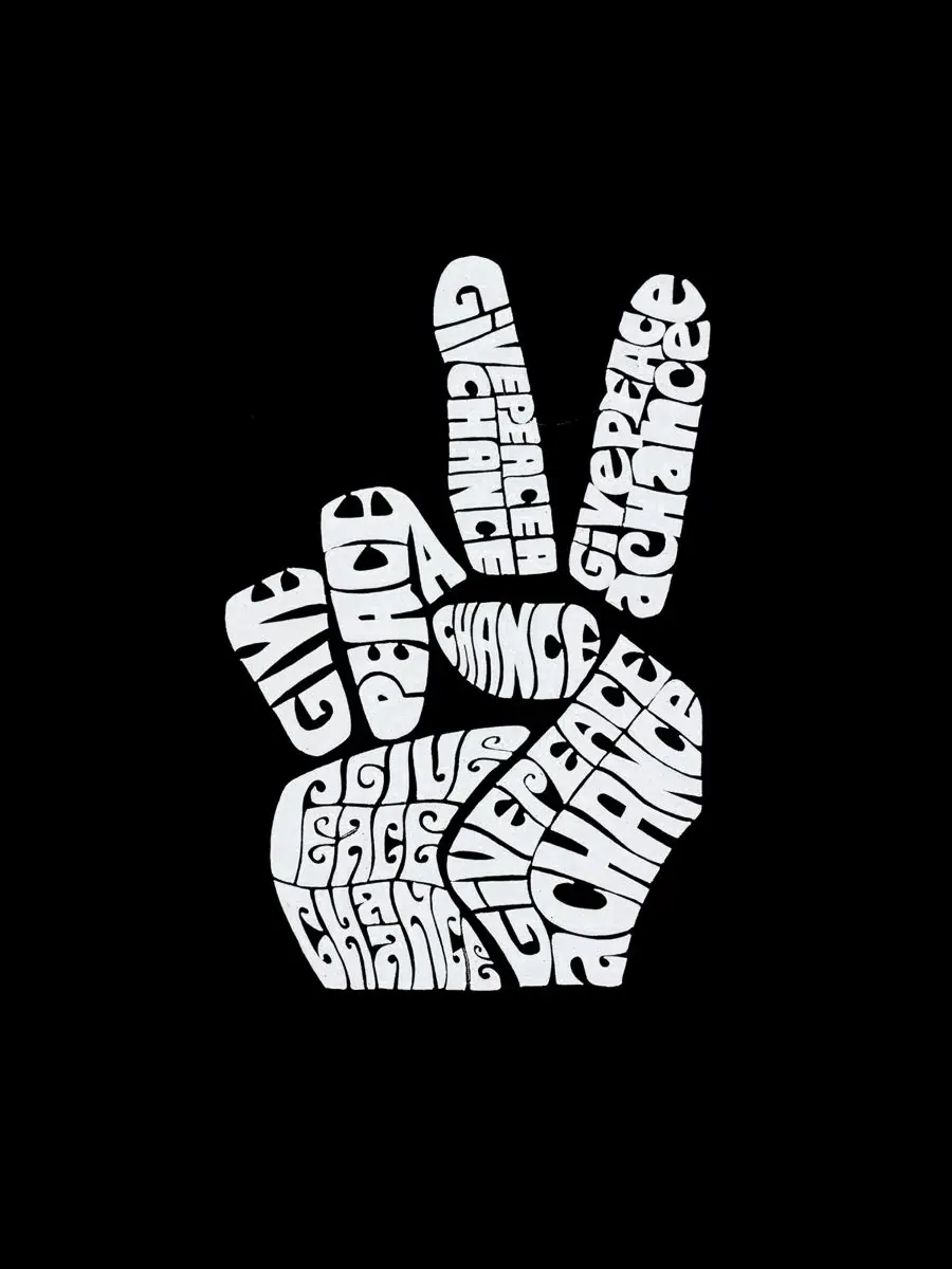 Футболка большого размера с надписью «Peace Fingers» LA Pop Art — изображение 2 из 3, черный