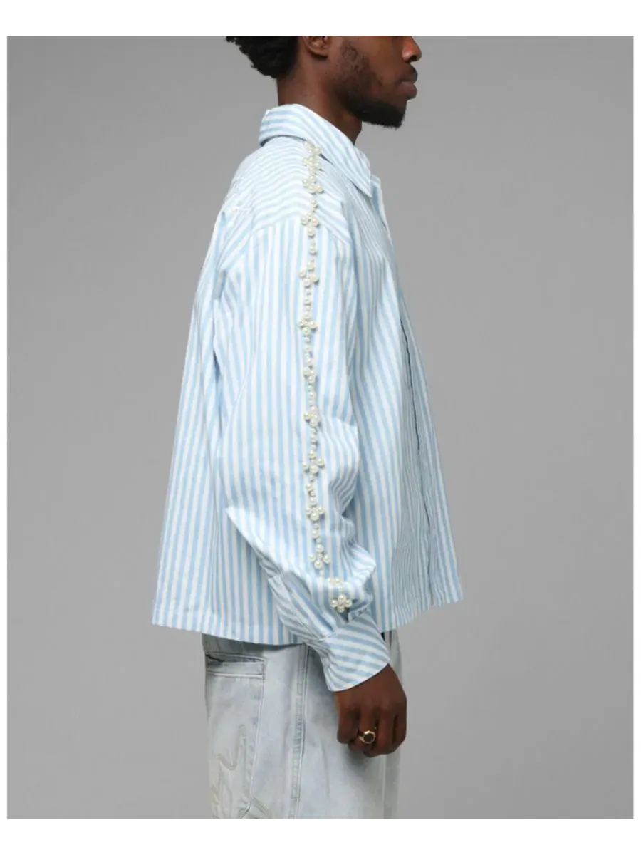 Длинный рукав с полным пуговичным фронтом, модель Pearl Button Up Shirt Loiter — изображение 5 из 6, нет цвета