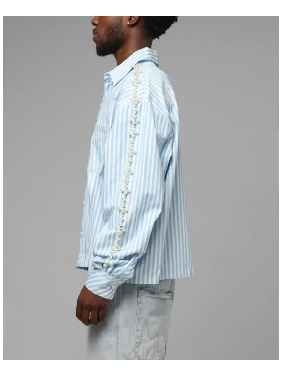 Длинный рукав с полным пуговичным фронтом, модель Pearl Button Up Shirt Loiter — изображение 6 из 6, нет цвета