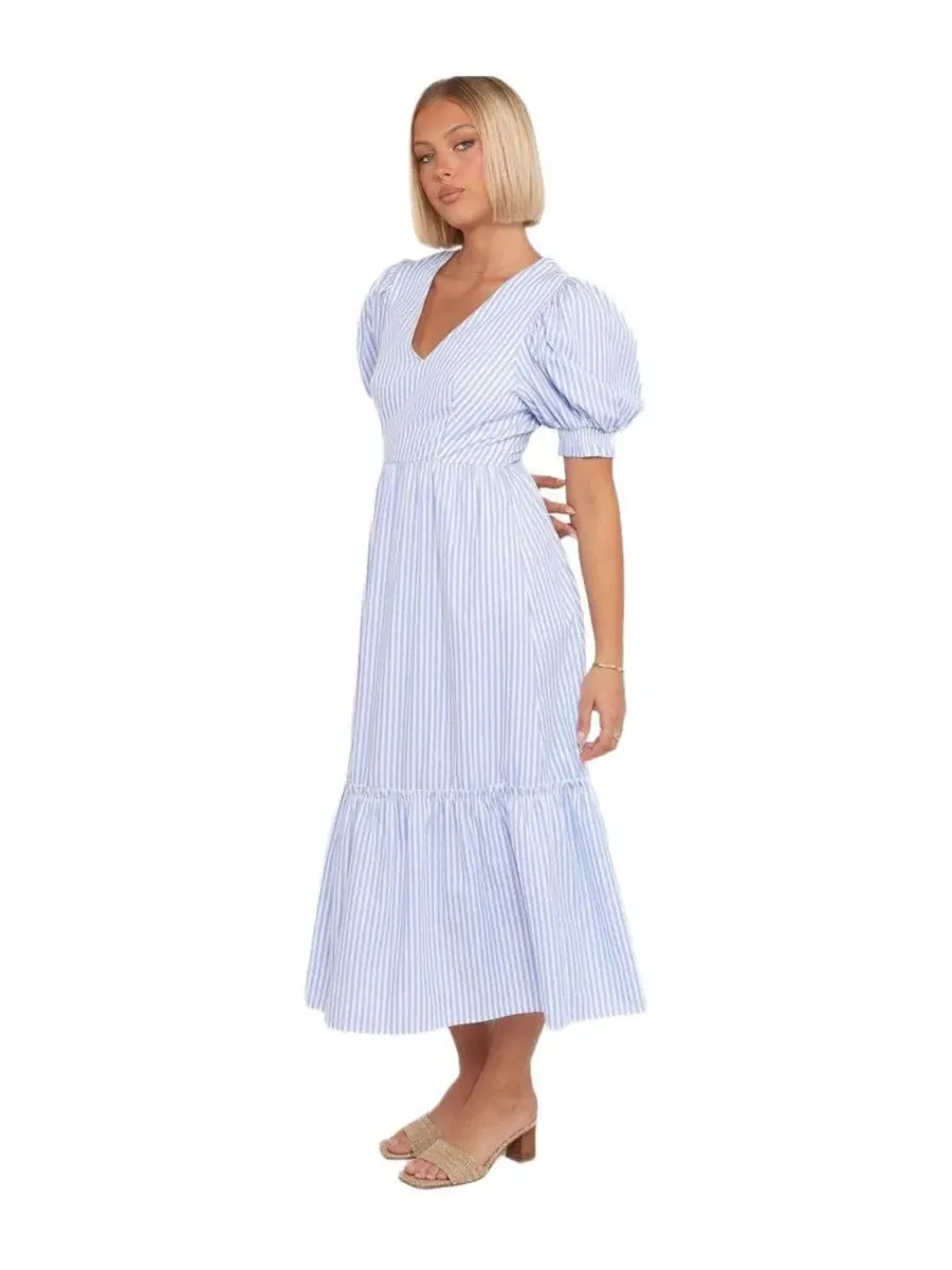 Платье миди с рукавом-фонариком Steele Puff Sleeve Midi Petal and Pup — изображение 2 из 4, синий