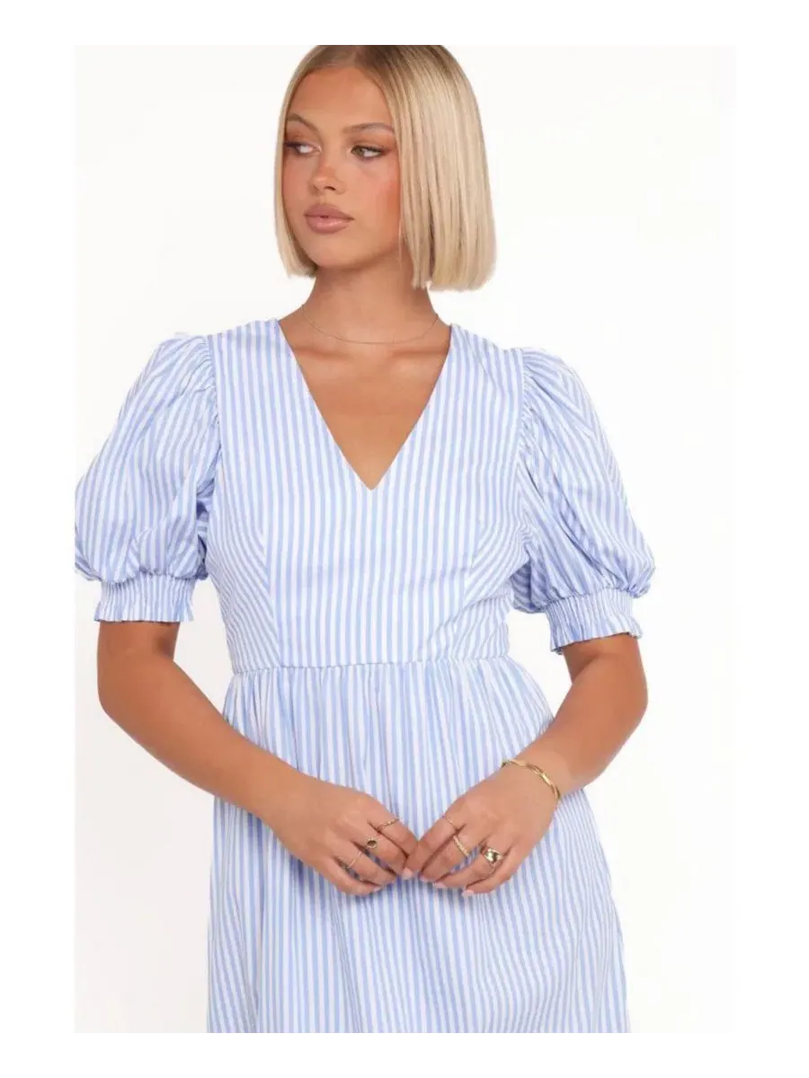 Платье миди с рукавом-фонариком Steele Puff Sleeve Midi Petal and Pup — изображение 4 из 4, синий