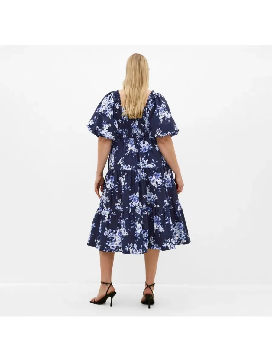 Платье-миди V-образным вырезом Fantasy Marine Print CITY CHIC, Amalfi Floral — изображение 2 из 4