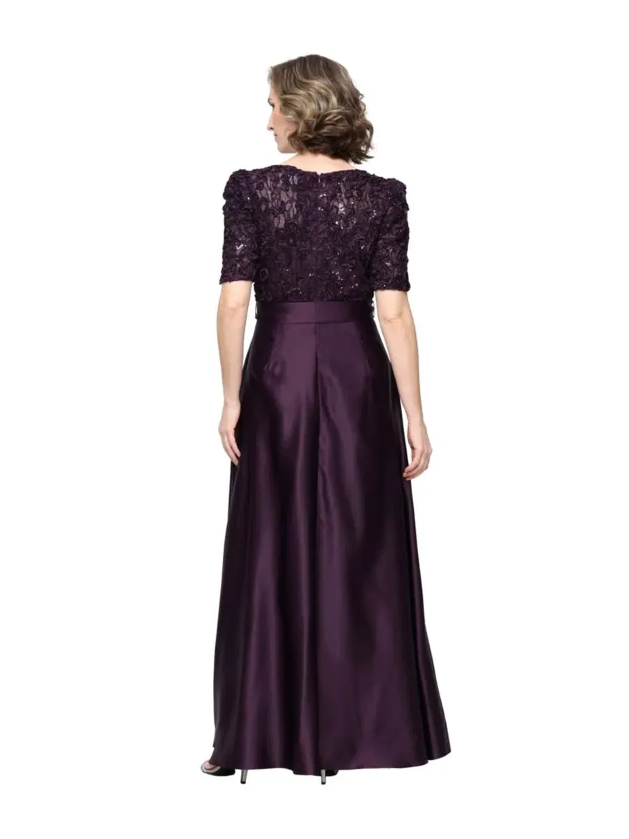 Платье-баллон с V-образным вырезом, модель Petite V-Neck A-Line Ball Gown Alex Evenings — изображение 3 из 3, сливовый