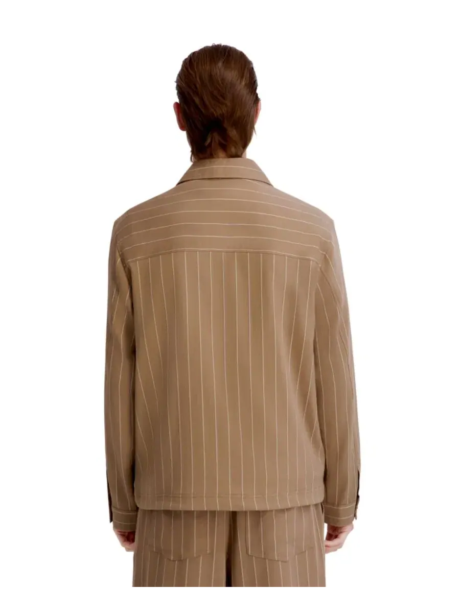 Мужской жакет с принтом в полоску, модель Stripe Regular-Fit KARL LAGERFELD PARIS — изображение 4 из 4, бежевый