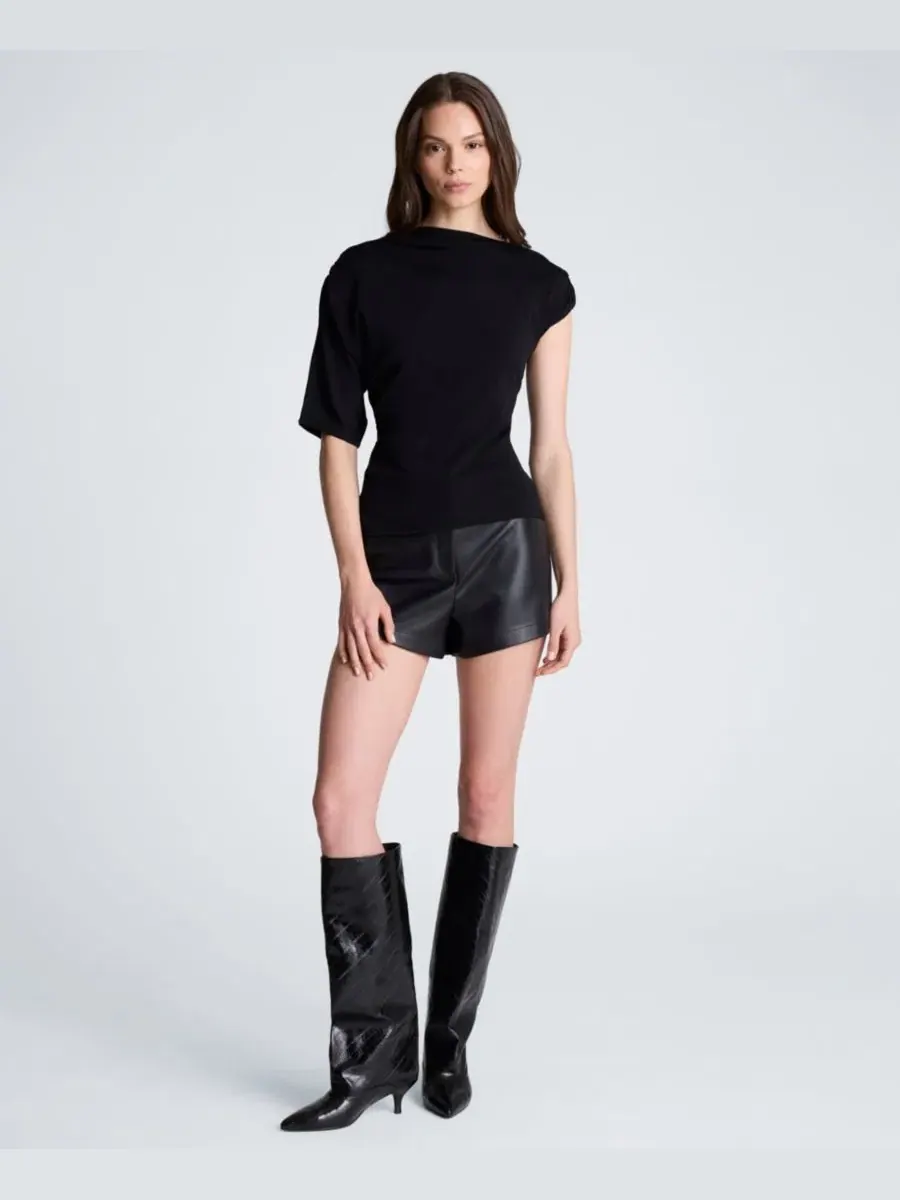 Свитер с асимметричным драпированным вырезом Kenneth Cole — изображение 2 из 5, черный