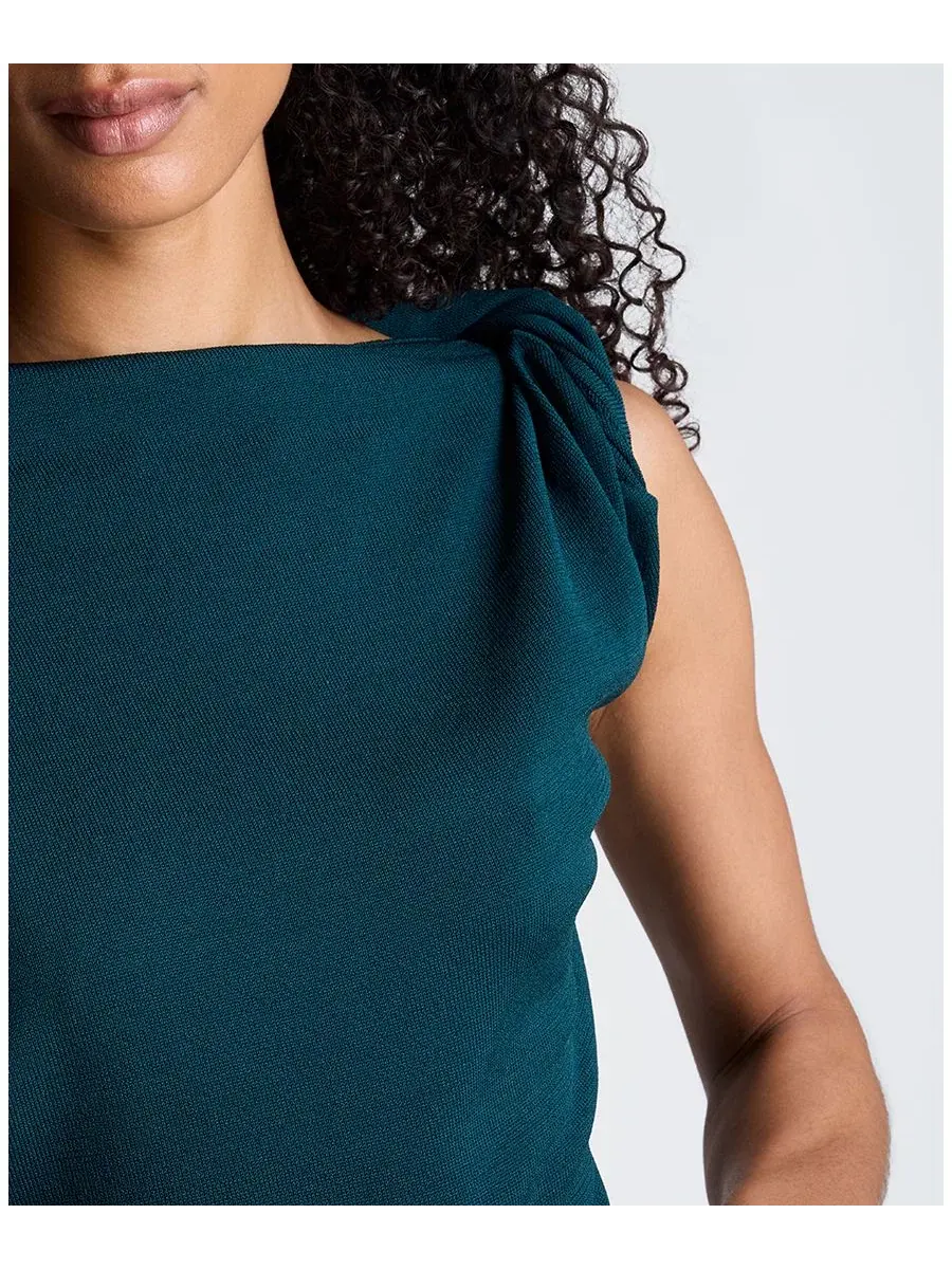 Свитер с асимметричным драпированным воротом Kenneth Cole, Teal Dusk — изображение 4 из 6