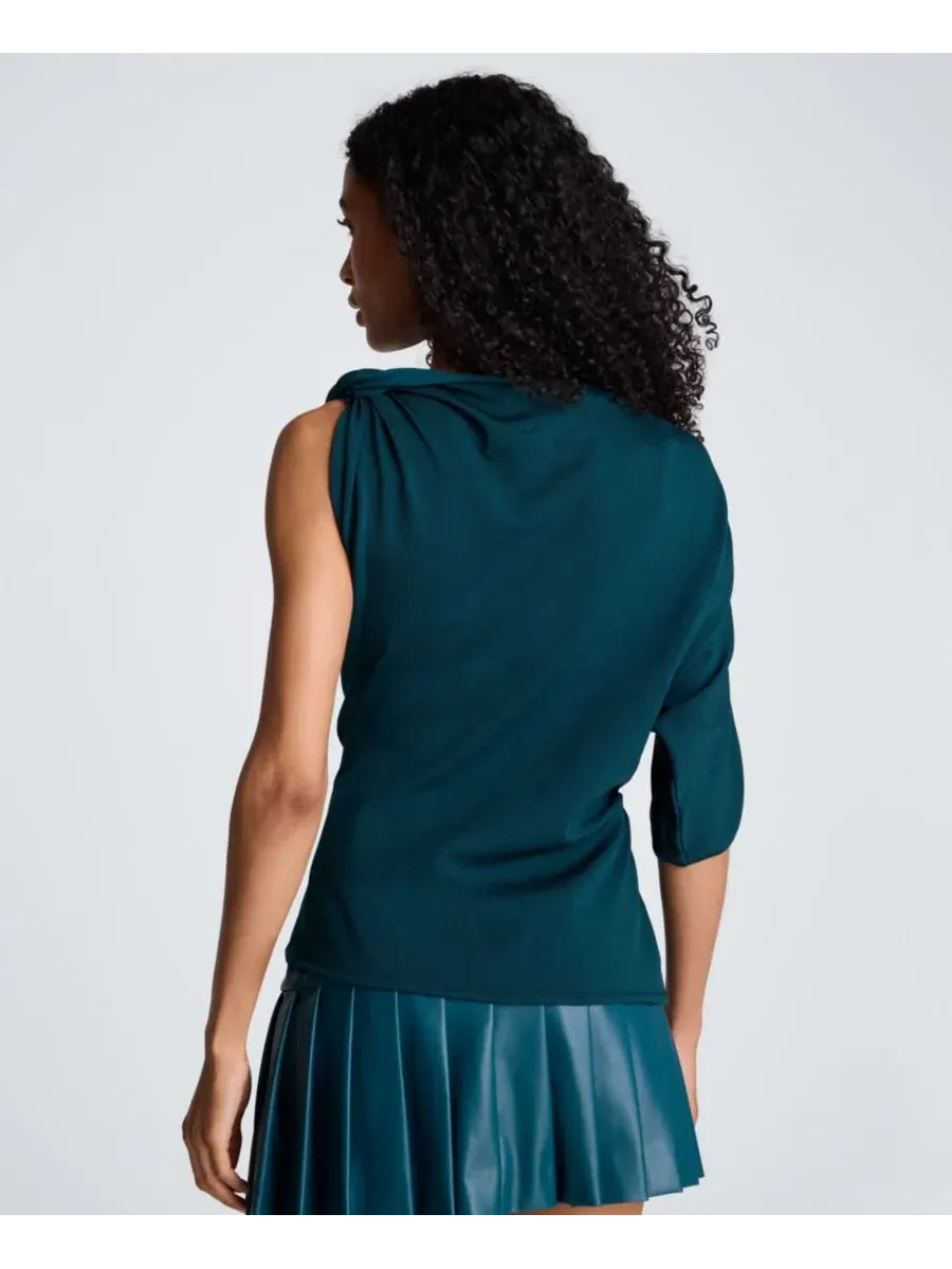 Свитер с асимметричным драпированным воротом Kenneth Cole, Teal Dusk — изображение 5 из 6