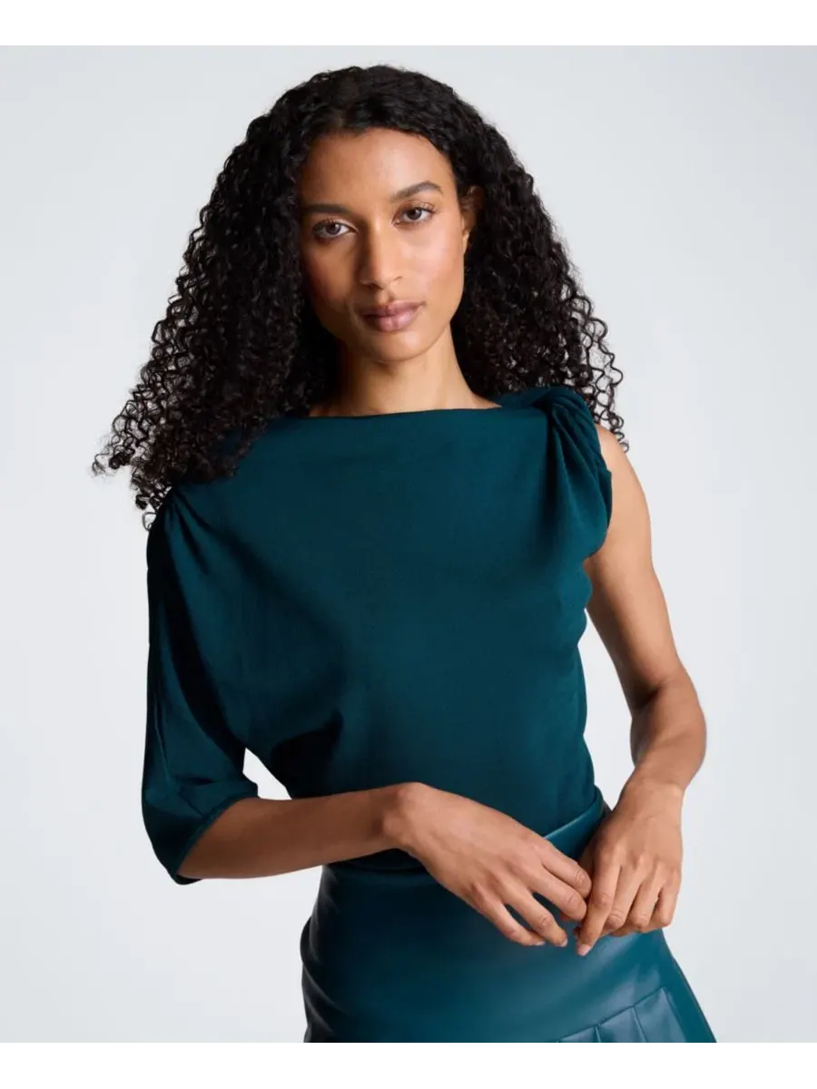 Свитер с асимметричным драпированным воротом Kenneth Cole, Teal Dusk — изображение 6 из 6