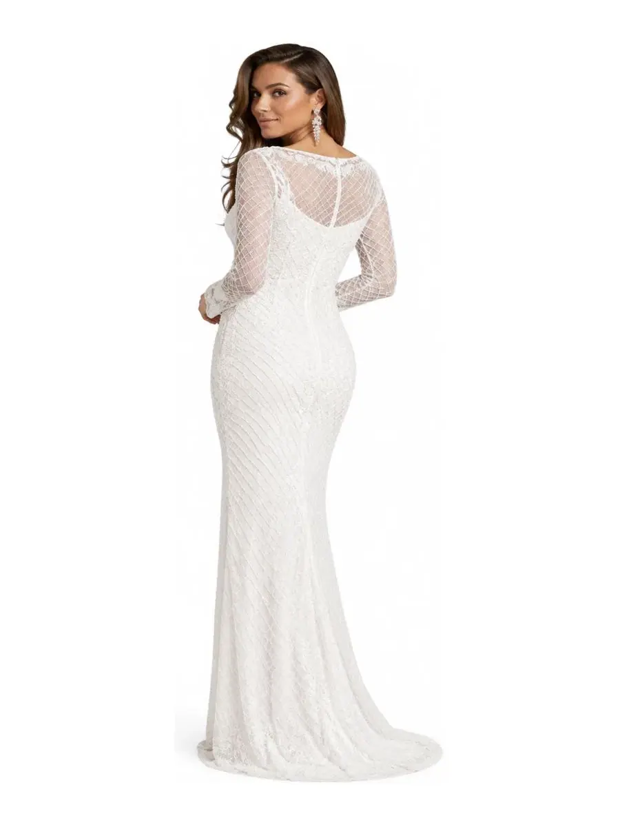 Свадебное платье с высоким воротом и длинным рукавом, с бисером Lara — изображение 2 из 3, белый