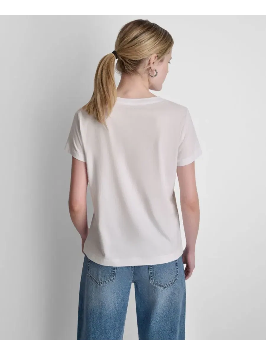 Футболка с принтом Stacked Ombre Mini Rhinestone Logo DKNY Jeans — изображение 5 из 5, белый/красный синий