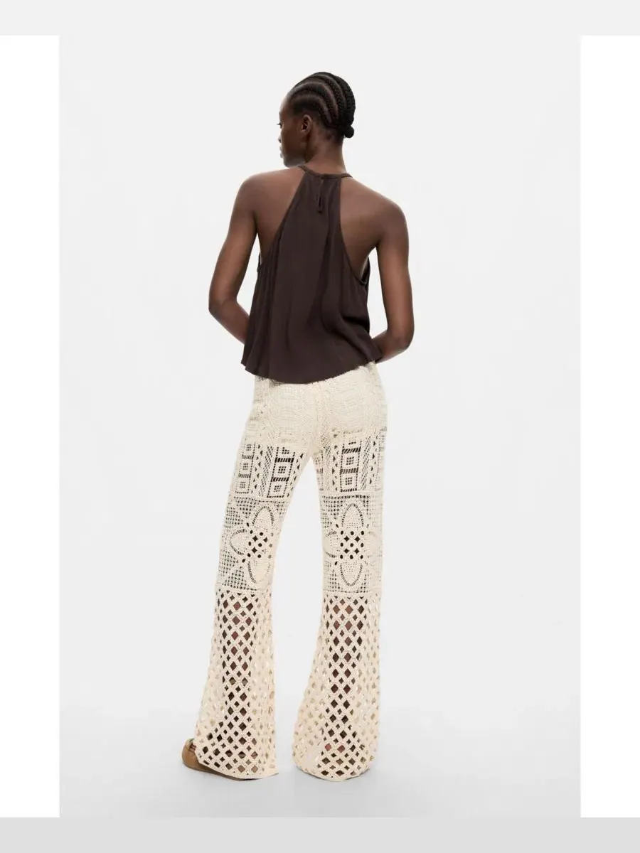 Женские брюки с геометрическим плетением, модель Crochet Trousers Desigual — изображение 4 из 4, белый