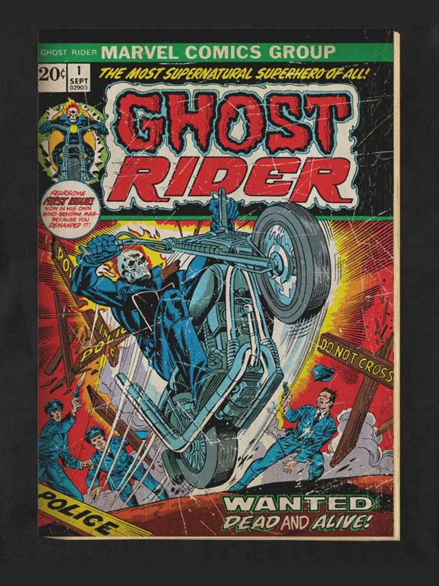 Футболка с принтом Ghost Rider Marvel Fifth Sun — изображение 3 из 3, черный