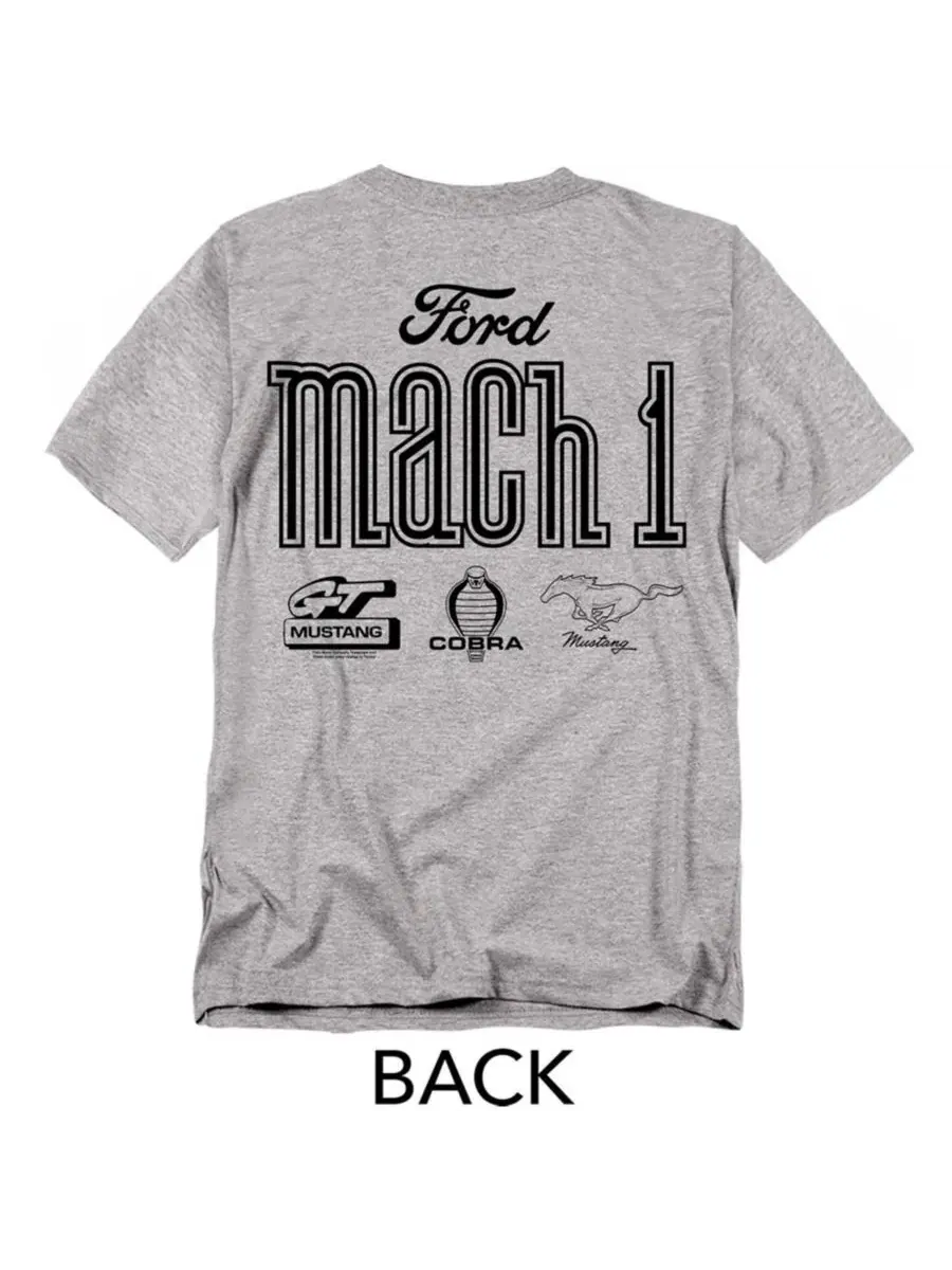 Футболка с принтом Ford Mach 1 Logos Front Back Mustang — изображение 3 из 3, приглушенный