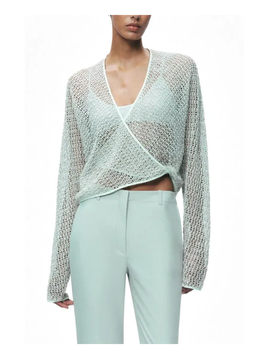 Блуза полупрозрачная с запахом, модель Wrap Mesh NOCTURNE