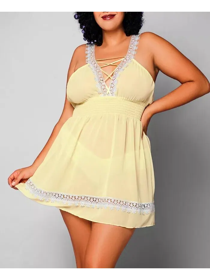 ICollection Женская сорочка и трусики Daisy больших размеров из шифона и кружева Hauty
