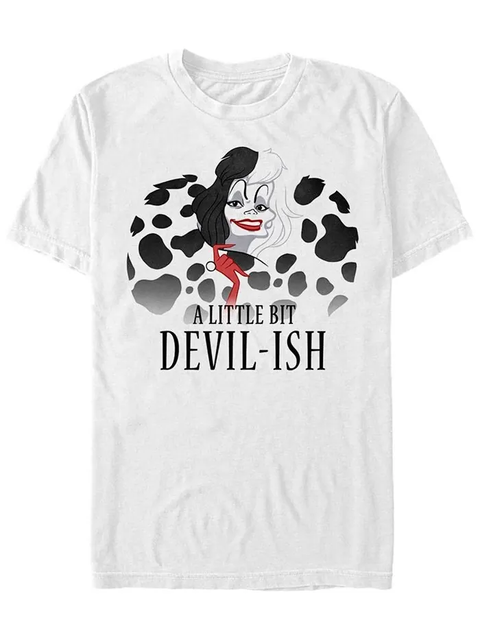 Мужская футболка с коротким рукавом Disney 101 далматинец Devilish Cruella Devil Fifth Sun — изображение 1 из 1, белый